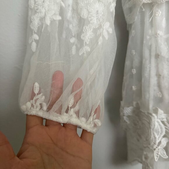 White Lace Long Sleeve Tiered Floral Dress Medium by Shop17 women ruffle new - Picture 9 of 12